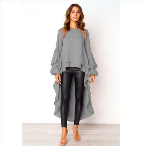 NWT Gray dip hem blouse - Picture 4 of 6